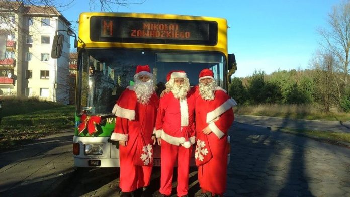 Mikołaj w autobusie w Zielonej Górze